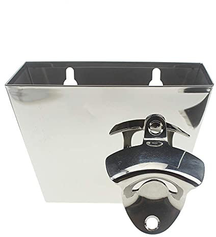 Stainless Steel Wall Mounted Bottle Opener Cap Catcher with Screws