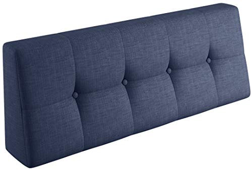 sunnypillow Palettenkissen für Gartenmöbel - Rückenkissen 120x40x20/10cm - Rückenpolster für Bett und Sofa - Palettenpolster für Palettenmöbel - Gesteppte Kissen mit Knöpfen - Rückenlehne Blau
