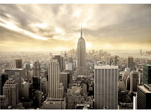 decomonkey - Papier Peint Panoramique New York Ville 350x256 cm - Décoration murale moderne – Tapisserie décorative pour chambre salon - Architecture gratte-ciel manhattan new york