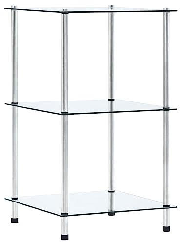 vidaXL Regal mit 3 Ablagen Vitrine Glasregal Dekoregal Sammlervitrine Standregal Glasvitrine Bücherregal Vitrinenschrank Transparent 40x40x67 cm Hartglas