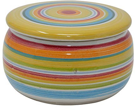 Original Französische Wassergekühlte Keramik Butterdose, Nie Mehr Harte Butter Zum Frühstück, Immer Frische Und Streichfähige Butter, ca. 250 gr. Butter, BUNT B-G