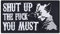 Yoda Aufnäher Shut up The Fuck You Must Aufbügler lustiger Biker Patch Rocker Bügelbilder Science Fiction Sticker Geschenk DIY Applikation für Jacke/Weste/Jeans/Shirt 90x50mm