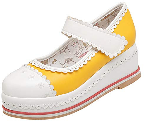 Vrupons Damen Süße Plateau Schuhe(Gelb1,41)