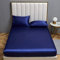 Damier Satin Spannbettlaken 200x200cm Blau Glänzend Seide Bettlaken Hochwertiges Deluxe Unifarben Spannbetttuch, Geeignet für Matratzen bis 30cm