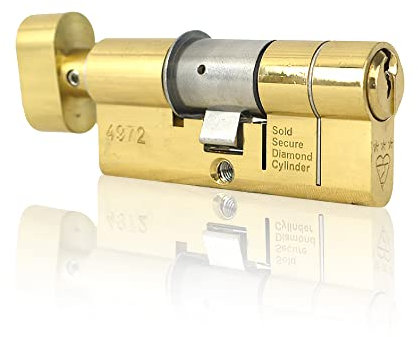 UAP Thumb Turn Euro Cylinder Lock - 3* Kitemarked Euro Cylinder - Door Barrel Lock with 5 Keys Suitable for All Doors - Anti-Snap, Bump, Drill (90mm 45/45) (Brass)