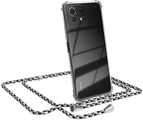 EAZY CASE Handykette kompatibel mit Xiaomi Mi 11 Lite/Mi 11 Lite 5G / 11 Lite 5G NE Handyhülle mit Umhängeband, Handykordel mit Schutzhülle, Hülle mit Band, Stylische Kette, Schwarz Camouflage