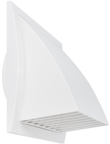 5'' Inch / 125 mm Exhaust Hood Vent with Rain Cover, White, Indoor and Outdoor Air Vent Cover, HVAC Exhaust Vent Duct Cover Cap