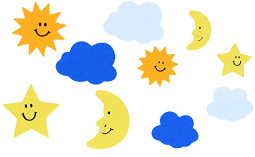 INNSPIRO Soli, lune, stelle e nuvole in gomma EVA adesiva 35 mm. 47 mm. 30u., ideale per artigianato con bambini, decorazioni e attività creative