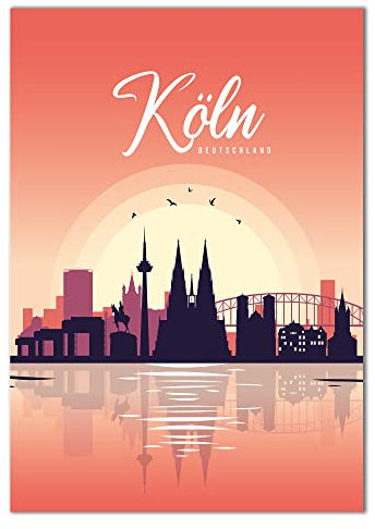 Vacentures Stadtposter Köln Skyline-Poster - Geschenk für Kölner (50x70 CM)
