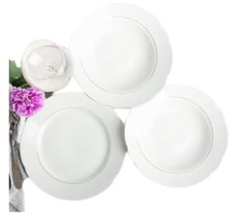 FRANQUIHOGAR - Juego de Vajilla 18 Piezas para 6 Personas - Porcelana Blanca con Filo de Oro, Elegante y Clásico, Incluye Platos Llanos, Hondos, Blanco Con Filo de Oro, Porcelana