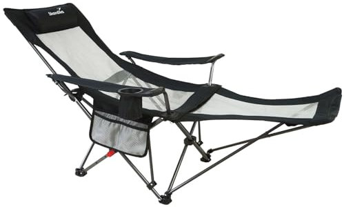 Skandika Campingstuhl mit Fußablage Toras | 2-in-1 Liegefunktion, Faltbarer Liegestuhl, verstellbare Rückenlehne, leicht, Klappstuhl mit Getränkehalter, Strandstuhl klappbar Camping Stuhl Faltstuhl