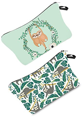 2 Stück Kosmetiktasche Klein für Handtasche Faultier Kosmetiktasche Reise Make up Taschen mit Reißverschluss für Damen, Mädchen, Kinder (B)