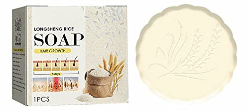 Reiswasser-Shampoo-Seife, Reiswasser-Haarwachstum Seife, feuchtigkeitsspendendes Haarwachstum, Reis-Shampoo-Seife gegen Haarausfall, pflegt trockenes, geschädigtes Haar (1 Stück)