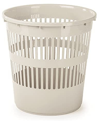CABLEPELADO Papelera rejilla plastico, Cubo de reciclar, Cesta de basura, Papelera de plástico, Papelera escritorio, Papelera oficina, 28 cm alto x 27.5 cm diámetro, Capacidad 12 Litros, Beige
