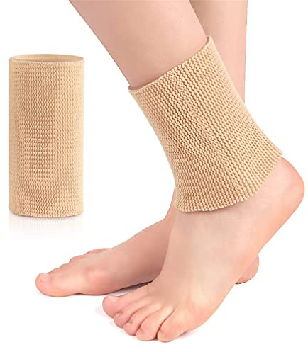 seaNpem Ice Skating Ankle Gel Protection Tubing, 1 Pcs Compression Sleeve Ankle Protector Brace for Figure Skating, Roller, Riding, Free Cutting Foot Support Socks (5 x 3.2 inch) (skin)