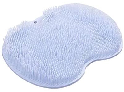 Tapis de massage en silicone pour le dos de la douche, tapis de récuration pour le corps avec ventouse pour murs de salle de bain, brosse de nettoyage facile des pieds, bleu