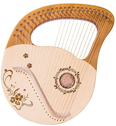 ALFAAL Leierharfe 24 Saiten Klavier Musikinstrument Holz Mahagoni Harfe Mit Tasche Lyre Harp Instrument