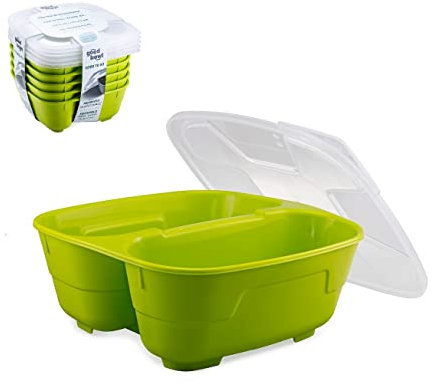Thermohauser GoodBowl Twin, 5er Set, Mehrweg Essensbehälter, 1000 ml To Go Lunchboxen, mikrowellengeeignet, lime