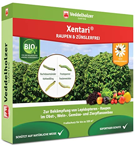 Veddelholzer Xentari® 8 x 2g – Caterpillar & Moth Control: Effective against Box Tree Moths, Caterpillars, and Destructive Larvae. Suitable for Organic Farming – Non-Hazardous to Bees.