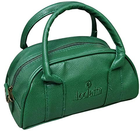 Acclaim Cwmbran Rounded Style Mini Two Bowls Synthetic Grain Leather Look Lawn Green Bowling Bag With Divider And Shoulder Strap (Green)