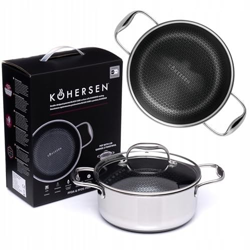Kohersen Diamantbeschichteter Kochtopf Mit Wabenstruktur – Topf Induktion – Kochtopf Induktion – Kochtöpfe Für Induktionsherd – Pfanne Ohne PTFE Und Pfoa – Durchmesser: 20cm - 2,8 l