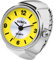 JewelryWe Ringuhr Fingeruhr Damen Elastisch - Klassische Einfache Analog Quarz Fingerringuhr Ring Uhr Uhrenring mit Gelb Rundem Zifferblatt und Legierung Elastisch Band