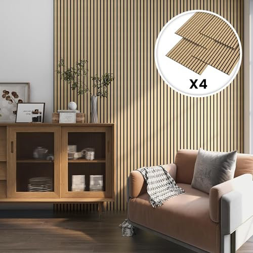 NEU.HOLZ Akustikpaneele Holz - Schalldämmung Wandpaneele in Holzoptik Eiche hell, Schallschutz Akustikplatten Wandverkleidung innen, Schallabsorber Paneele Wand & Decke, Holzpaneele Wand 2,88 m²