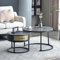 Merax Couchtisch Rund 2er Set, Moderne Nesting Kaffeetisch Beistelltisch Wohnzimmertisch, Metallgestell, Platte aus grauem Marmorplatte und Massivholzschubladen, Satztische für Schlafzimmer Balkon