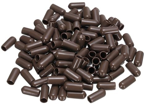 sourcing map 100pcs Rubber End Caps 6mm ID Screw Thread Protectors Brown