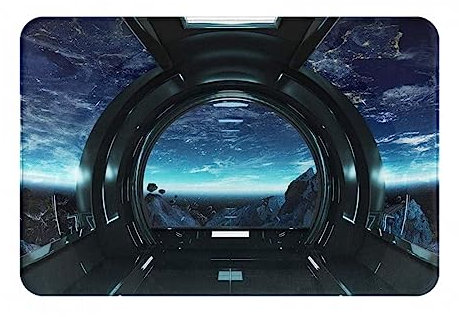 BEEOFICEPENG Felpudo para Exteriores, felpudos Antideslizantes para Entrada Interior con Estampado de Nave Espacial, Alfombrilla para Alfombra de Patio Exterior de 40x60 cm