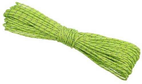 PATIKIL 65 Piedi Cordino Riflettente da Campeggio in Paracord, 2mm Corda Tirante Tenda Corda in Nylon Paracord per Tende Teli Escursioni, Verde Fluorescente (20M)