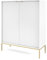 Lomadox Vitrinenschrank Highboard in weiß, Fußgestell goldfarben, Griffe goldfarben