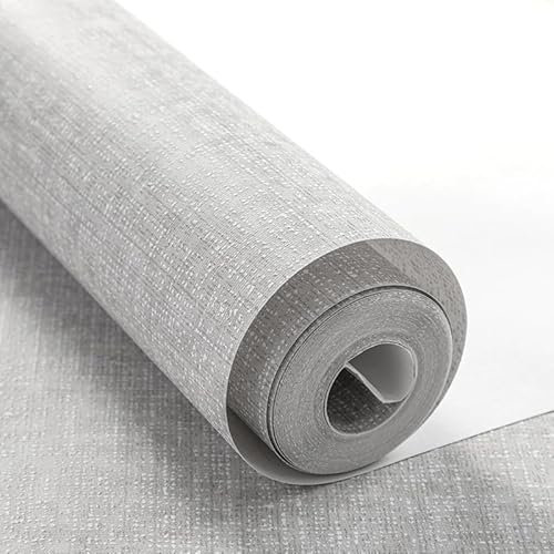 Snewvie Linen Textured Grey Wallpaper Thick Minimalist Feature Mix Plain Non-Woven Linen No Match Striped Wallpaper for Bedroom Living Room Hallway Ceiling
