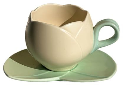 Bakemoro Tazza da tè in ceramica a forma di fiore da 300 ml Tazza da tè Piattino Tazza da tè Tazza in ceramica Tazza a tulipano, resistente ad alta Guality C