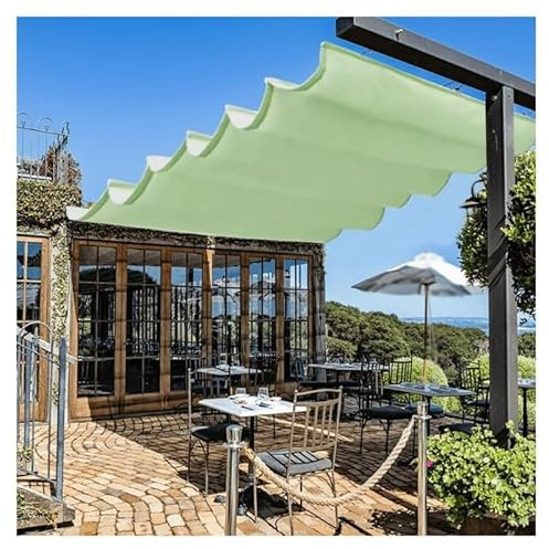 Auvent De Pergola Remplacement Couverture D'auvent À Vagues, Imperméable Rétractable Fil Coulissant Voiles D'ombrage Blocage Des UV Pour Patio Cour Arrière Terrasse ( Couleur : Green , Taille : 1.5x6m