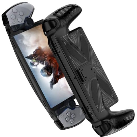 Fiorky Manchon de Manette de Console de Jeu en TPU avec Support pour Machine de Jeu, Coque de Protection Antichoc pour Console de Jeu, Anti-Rayures pour Portail PS5 (Noir)