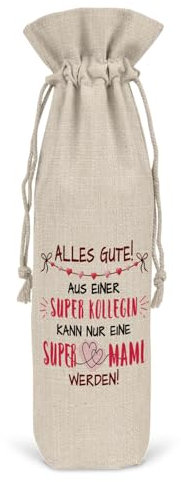 LIEBTASTISCH - Alles Gute! Aus Einer Super Kollegin, 35cm x 15cm - Flaschenbeutel - Abschied - Abschiedsgeschenk - Arbeitsplatz - Kolleginnen - Schwangerschaft