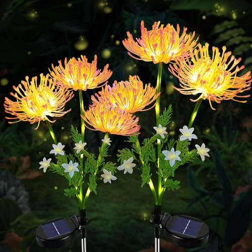 HIQE-FL Gartendeko Solar Gartenleuchte Außen,2 Stück Blume Solarlampen Wasserdicht Solar Blumen Lampe,Solarlampen für Außen Garten,Zäune,Hochzeit,Party Dekoration