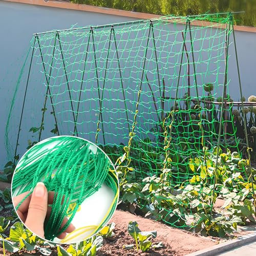 MYHOGOOD Garden Trellis Netting for Plants, 1.8 x 3.6m Plant Support Netting Pea Bean Netting Climbing Net, Weather Resistant Nylon Plant Netting for Vegetables, Flower, Fruits, Tomatoes-Green