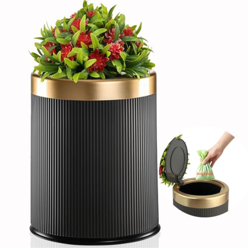 Yatmung 2.6 Gal Dog Poop Trash Can Outside - Outdoor Poop Garbage Can | Small Pet Waste Container with Lid - Front Porch, Backyard, Waste Bin for Dog Poop - Plant Styled Dog Poop Bucket - Grey