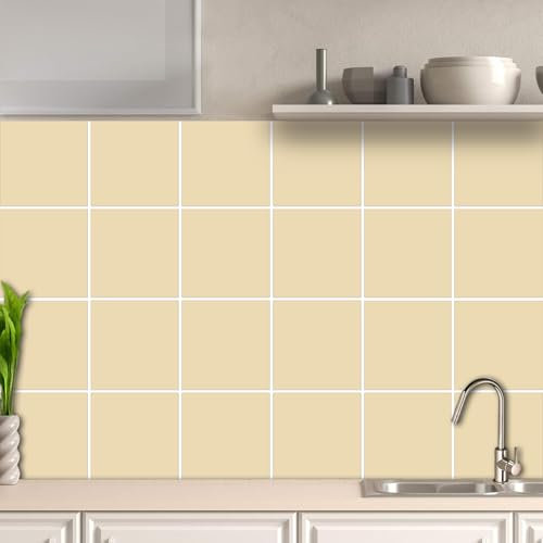 AREDE 32 x Feuilles Mural Stickers Carrelage 2D Imperméables Carreau de Ciment Adhesif, Autocollants Carreaux Dosseret pour Cuisine, Salle de Bain la Décoration à la Maison / 15 x 15 cm / T1090