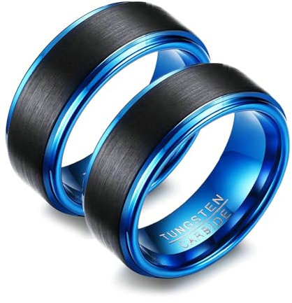 Beydodo Paar Ringe mit Gravur, Wolframcarbid Ringe 8MM Matt Bicolor Partnerringe Verlobungsringe für Sie und Ihn Damen Gr.57 (18.1) + Herren Gr.67 (21.3)