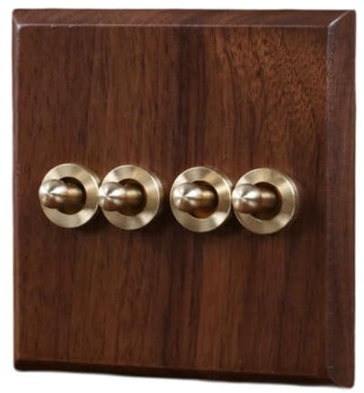 Kuntesetty Placa de interruptor de iluminación de madera, placa de pared decorativa, decoración del hogar, diseño vintage, panel de salida de interruptor de, Cuatro Palancas