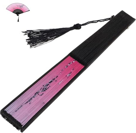 HOMOCONO Japanese Style Japanese Fan Hand Held Fan Dance Fan Cherry Blossom Fan Japanese Hand Fan Hanfu Hand Fan Small Fans Chinoiserie Printed Hand Fan Cosplay Fan Pink Bamboo