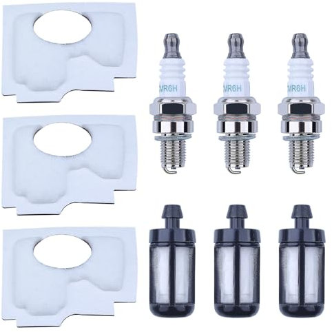 Adefol Filtro del carburante dell'aria Candela di accensione Kit Ricambi per Stihl MS170 2-Mix, MS180 2-Mix, MS180C 2-Mix 1130 141 1700 (Candele di accensione CMR6H)