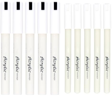 Naapesi Acrylstifte Weiß 8 Stück, Wasserfester alkohol marker für Holz, Kunststoff, Stein, Kleidung, Stoff, Papier, Grabstein, Reifen Permanent Marker Weiß 2-3mm Fein