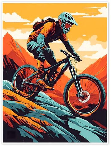 Mountain Bike Downhill II Poster von nobelart 50 x 70 cm Orange Wandbilder Wanddeko