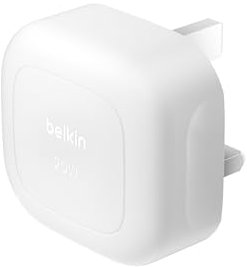 Belkin BoostCharge 20W Cubic Wall Charger, USB-C Power Delivery Fast Charging for Apple iPhone 16, 16 Plus, 16 Pro, 16 Pro Max, 15, 15 Pro, 15 Pro Max, Samsung Galaxy S24, iPad, AirPods & More - White