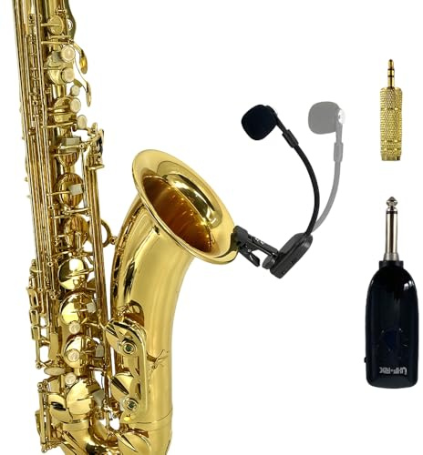 YoungMonic UHF Kabelloses Saxophon Mikrofon Instrumentenmikrofon Ideal für Saxofon Trompete Klarinette und mehr Inklusive Funkempfänger und Sender, 50.0 m Reichweite