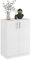 Komto Meuble de Rangement Blanc – Buffet Bas Compact pour Salon, Commode 2 Portes | CABI 60 x 84 x 37 cm